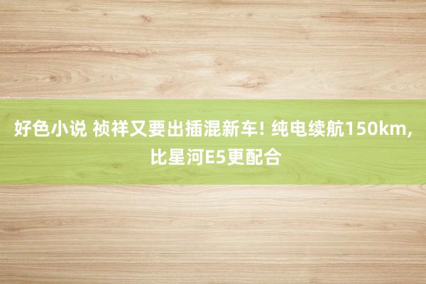 好色小说 祯祥又要出插混新车! 纯电续航150km， 比星河E5更配合