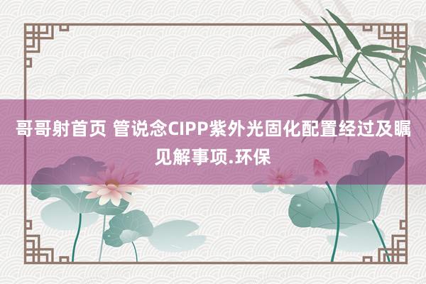 哥哥射首页 管说念CIPP紫外光固化配置经过及瞩见解事项.环保