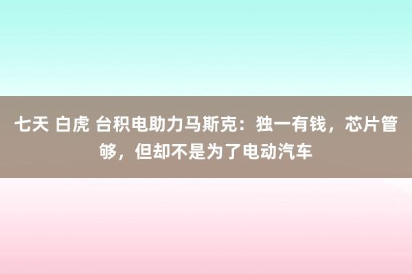 七天 白虎 台积电助力马斯克：独一有钱，芯片管够，但却不是为了电动汽车