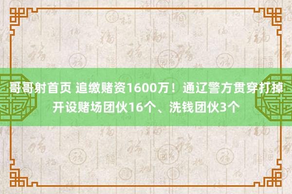 哥哥射首页 追缴赌资1600万！通辽警方贯穿打掉开设赌场团伙16个、洗钱团伙3个