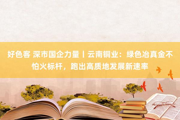 好色客 深市国企力量丨云南铜业：绿色冶真金不怕火标杆，跑出高质地发展新速率