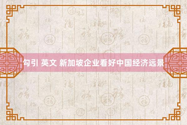 勾引 英文 新加坡企业看好中国经济远景
