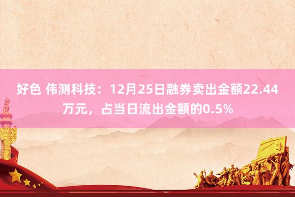 好色 伟测科技：12月25日融券卖出金额22.44万元，占当日流出金额的0.5%