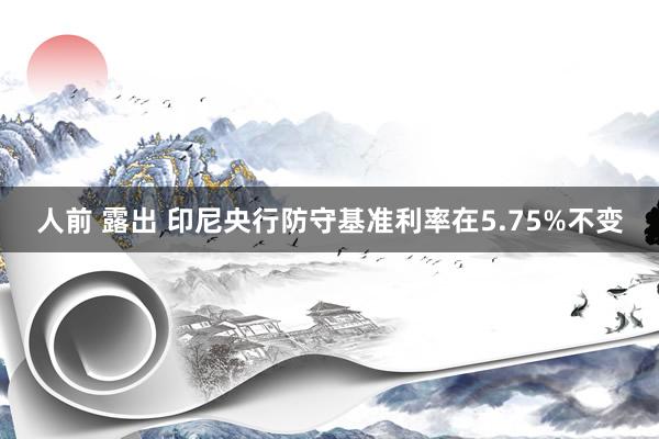 人前 露出 印尼央行防守基准利率在5.75%不变