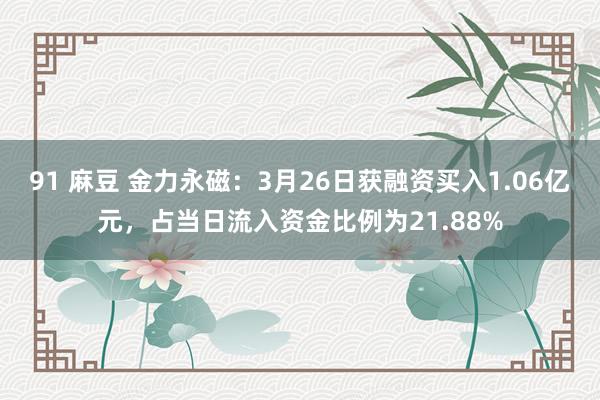 91 麻豆 金力永磁：3月26日获融资买入1.06亿元，占当日流入资金比例为21.88%
