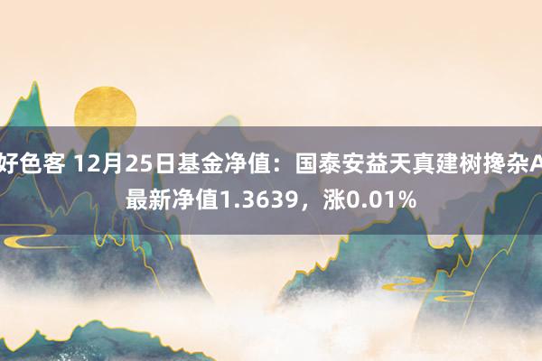 好色客 12月25日基金净值：国泰安益天真建树搀杂A最新净值1.3639，涨0.01%
