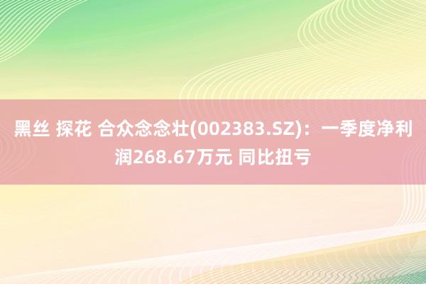 黑丝 探花 合众念念壮(002383.SZ)：一季度净利润268.67万元 同比扭亏