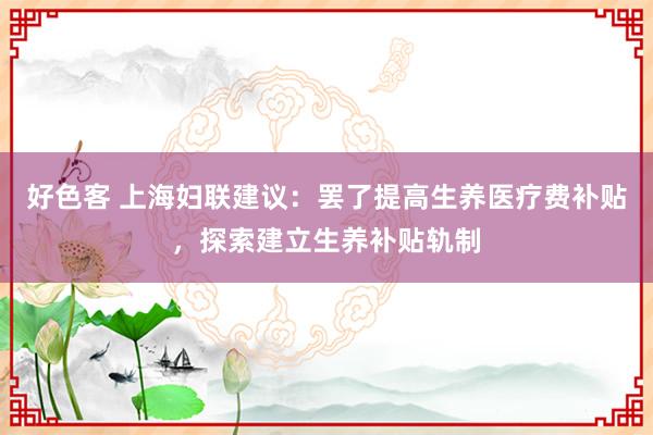好色客 上海妇联建议：罢了提高生养医疗费补贴，探索建立生养补贴轨制