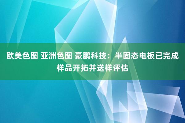 欧美色图 亚洲色图 豪鹏科技：半固态电板已完成样品开拓并送样评估
