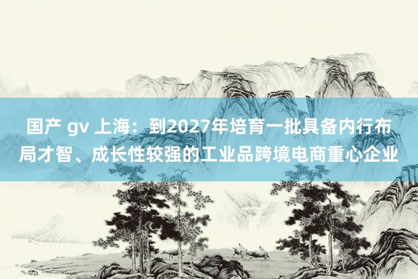 国产 gv 上海：到2027年培育一批具备内行布局才智、成长性较强的工业品跨境电商重心企业