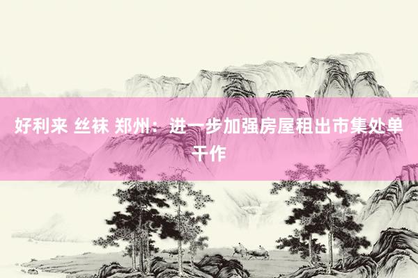 好利来 丝袜 郑州：进一步加强房屋租出市集处单干作