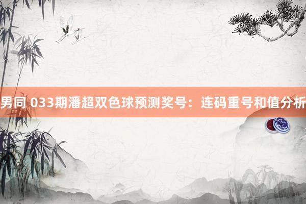 男同 033期潘超双色球预测奖号：连码重号和值分析